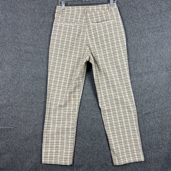 Volcom Womens Chino Pants Size 28 Tan Plaid High Waist Trousers Casual - Picture 13 of 16